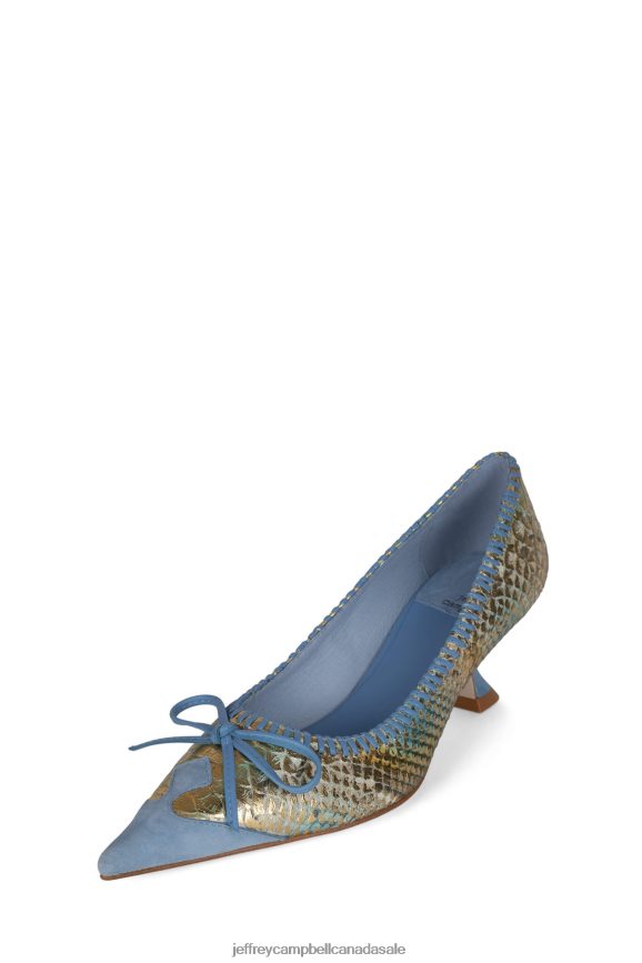 TORPEDO-2 Women Blue Suede Snake Multi PLRNJH1362 Jeffrey Campbell Heeled Pump