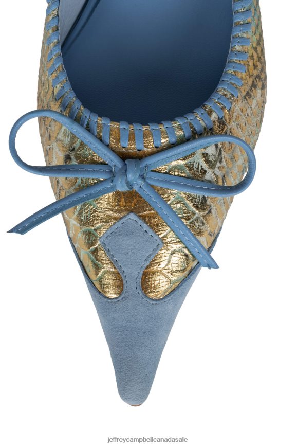 TORPEDO-2 Women Blue Suede Snake Multi PLRNJH1362 Jeffrey Campbell Heeled Pump
