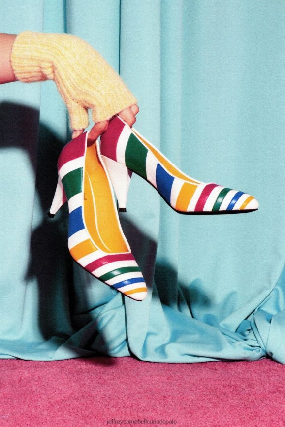 VERONICAS Women White Bright Multi PLRNJH1372 Jeffrey Campbell Heeled Pump