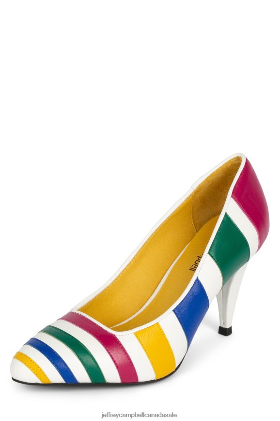VERONICAS Women White Bright Multi PLRNJH1372 Jeffrey Campbell Heeled Pump