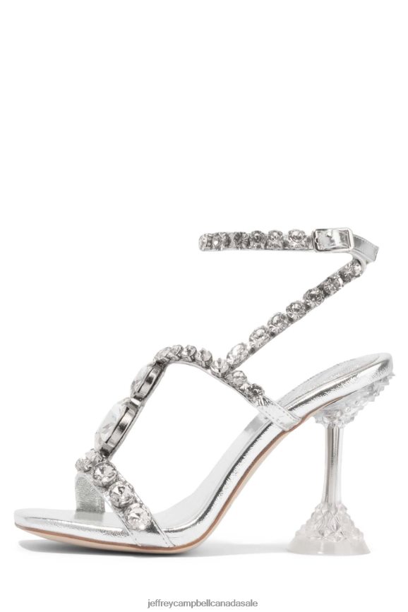 ANASTA-LHH Women Silver Clear PLRNJH1577 Jeffrey Campbell Heeled Sandal