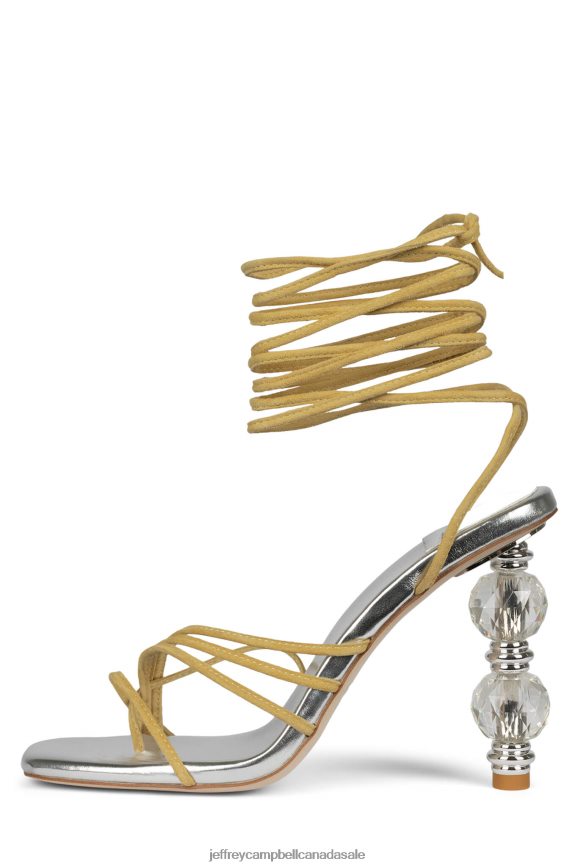 BIJOUXX-2 Women Yellow Suede Silver PLRNJH1616 Jeffrey Campbell Heeled Sandal