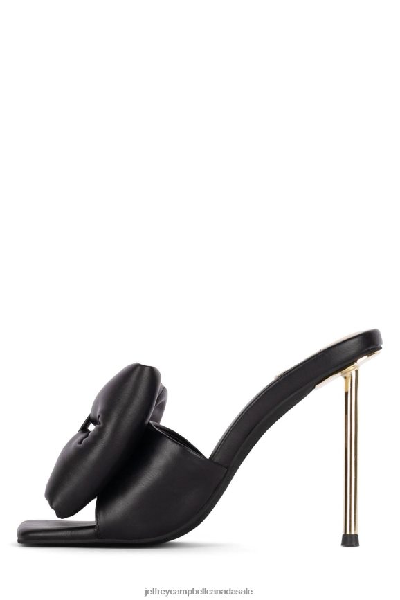 BOW-DOWN Women Black Gold PLRNJH1535 Jeffrey Campbell Heeled Sandal