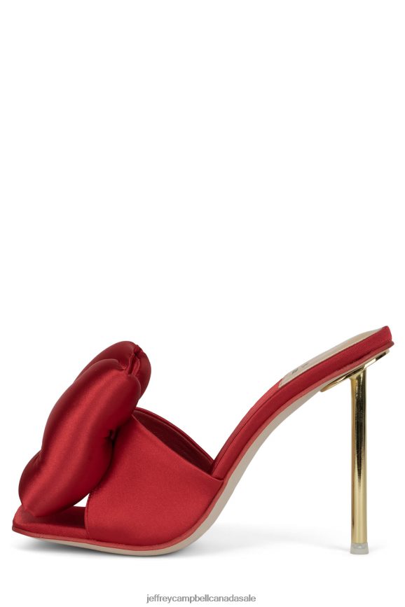 BOW-DOWN Women Red Satin Gold PLRNJH1536 Jeffrey Campbell Heeled Sandal