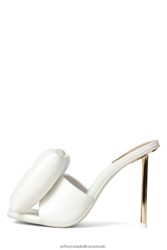 BOW-DOWN Women White Gold PLRNJH1552 Jeffrey Campbell Heeled Sandal