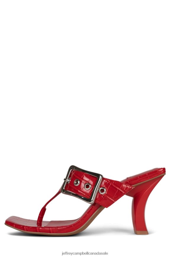 BUCKLE-DWN Women Red Croco Silver PLRNJH1462 Jeffrey Campbell Heeled Sandal