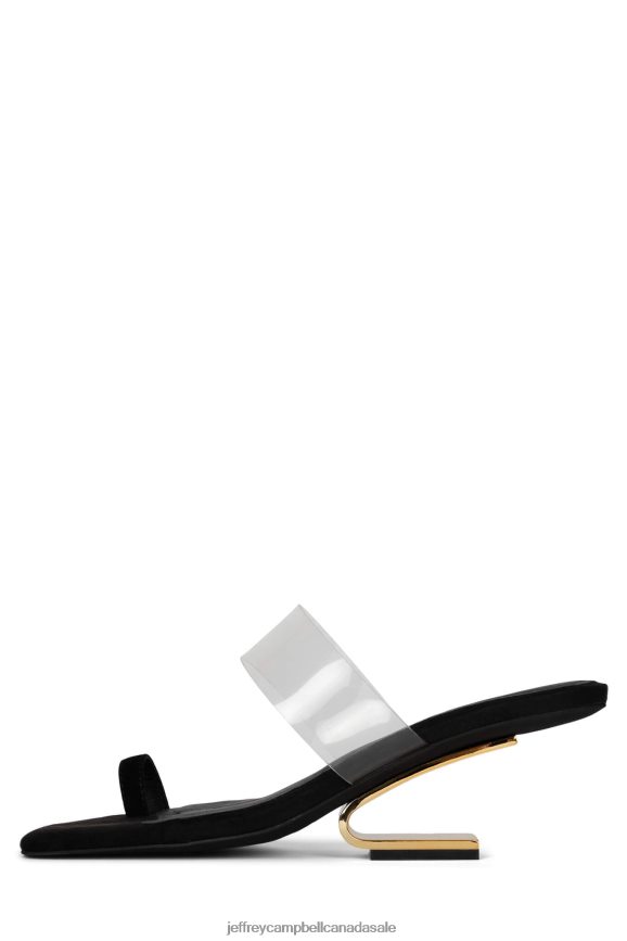 CALCULATE Women Black Suede Clear PLRNJH1466 Jeffrey Campbell Heeled Sandal