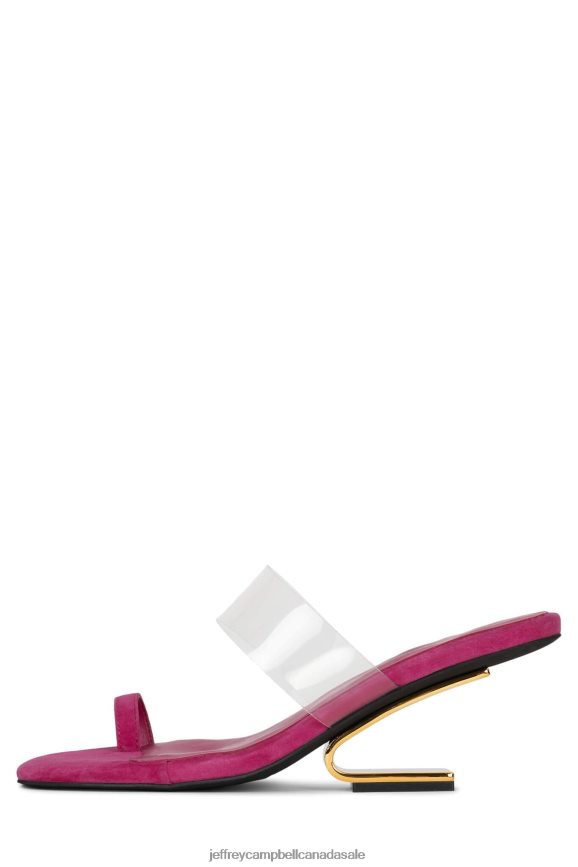 CALCULATE Women Fuchsia Suede Gold PLRNJH1467 Jeffrey Campbell Heeled Sandal