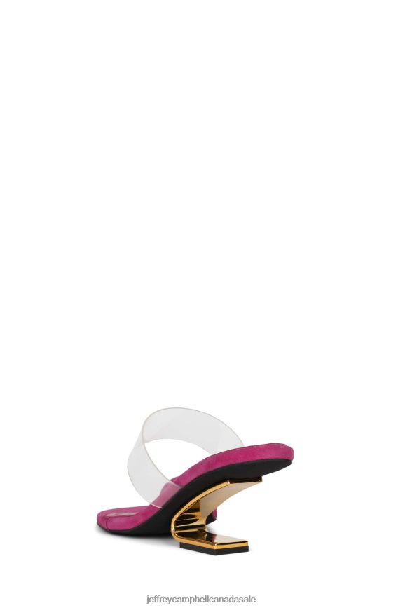CALCULATE Women Fuchsia Suede Gold PLRNJH1467 Jeffrey Campbell Heeled Sandal