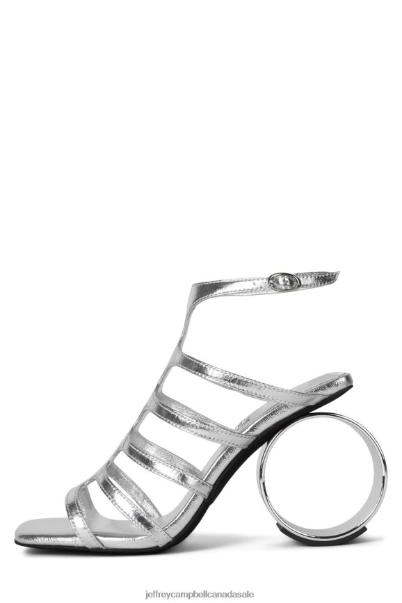 CIRCLES Women Silver Metallic PLRNJH230 Jeffrey Campbell Heeled Sandal