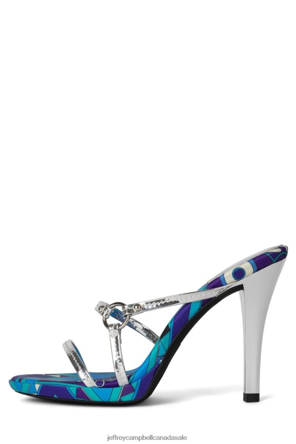 CURIOSITY Women Blue Multi Silver PLRNJH1433 Jeffrey Campbell Heeled Sandal