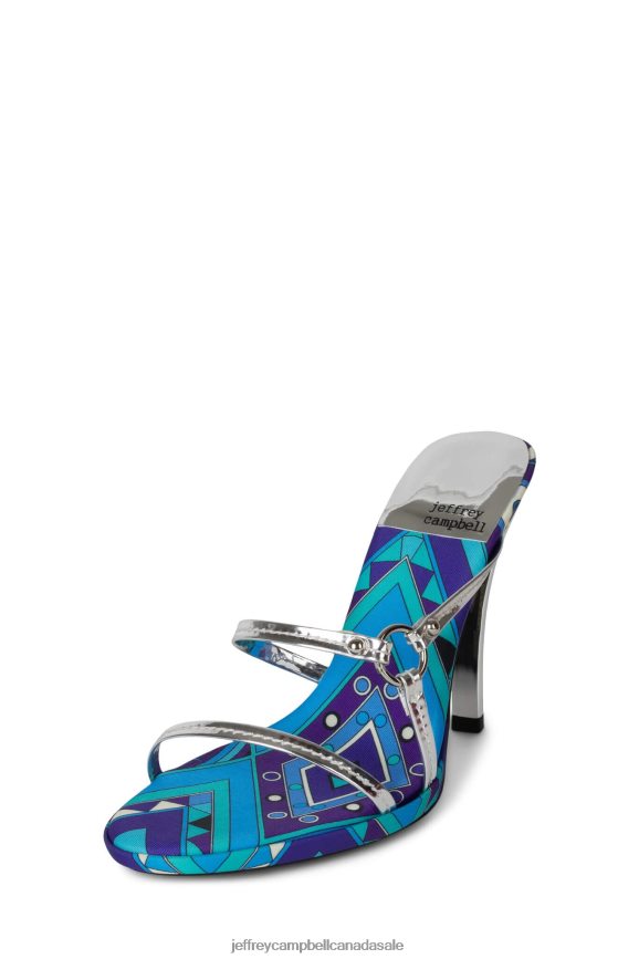 CURIOSITY Women Blue Multi Silver PLRNJH1433 Jeffrey Campbell Heeled Sandal