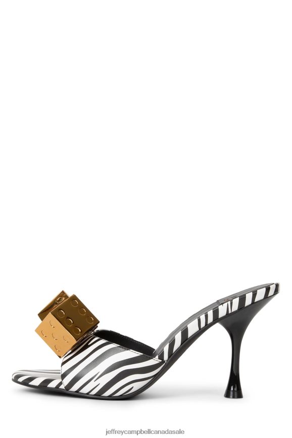 DICE Women Black White Zebra Silver PLRNJH1460 Jeffrey Campbell Heeled Sandal