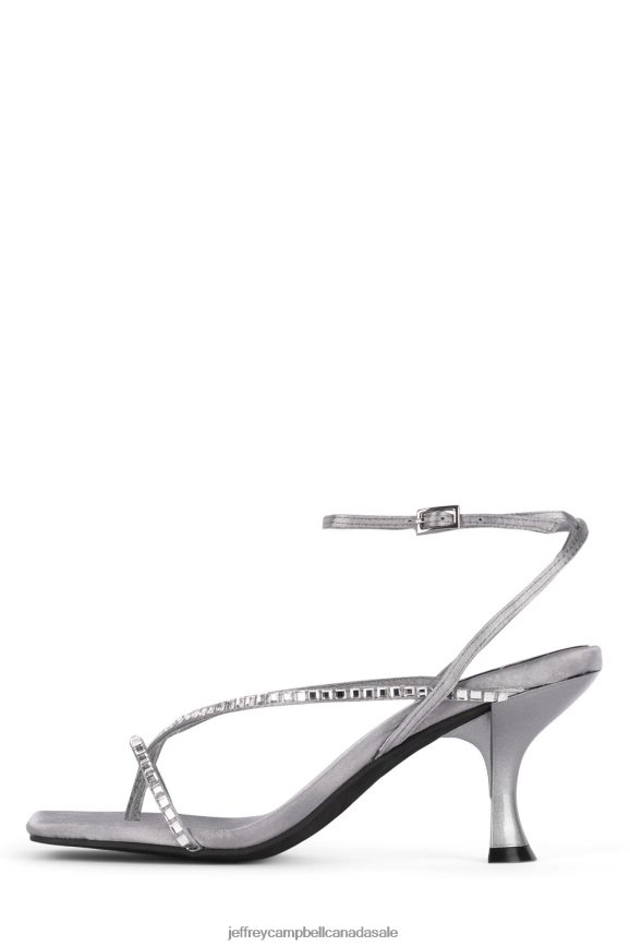 FLUXX-J Women Grey Satin Silver PLRNJH1563 Jeffrey Campbell Heeled Sandal