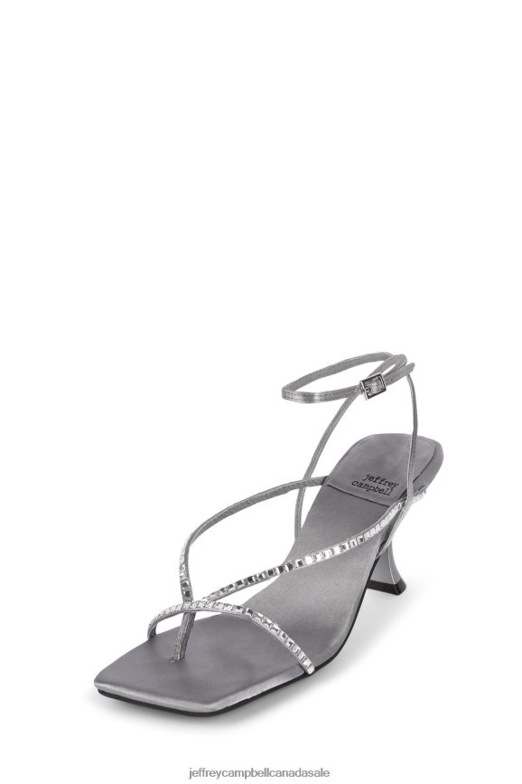 FLUXX-J Women Grey Satin Silver PLRNJH1563 Jeffrey Campbell Heeled Sandal