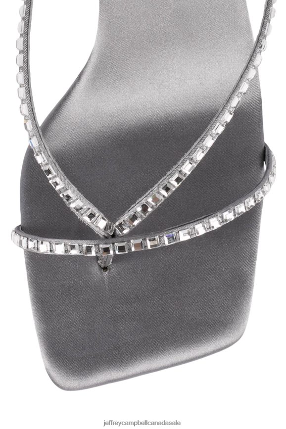 FLUXX-J Women Grey Satin Silver PLRNJH1563 Jeffrey Campbell Heeled Sandal