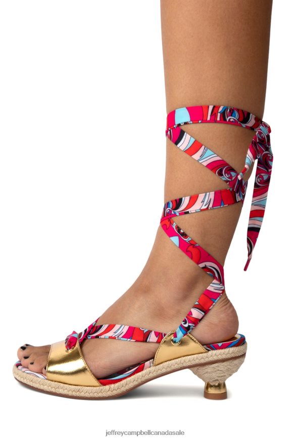 GALAPAGOS Women Gold Red Multi PLRNJH1425 Jeffrey Campbell Heeled Sandal
