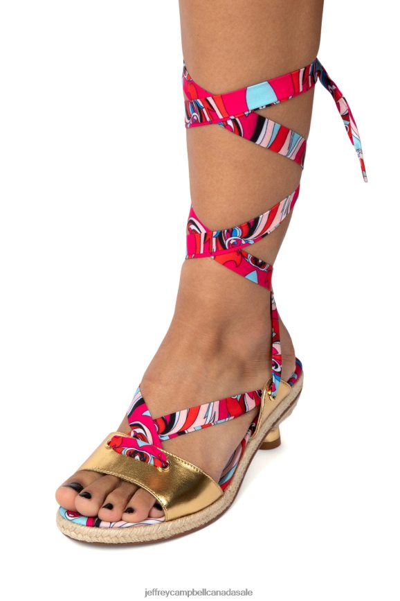 GALAPAGOS Women Gold Red Multi PLRNJH1425 Jeffrey Campbell Heeled Sandal