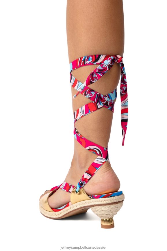 GALAPAGOS Women Gold Red Multi PLRNJH1425 Jeffrey Campbell Heeled Sandal