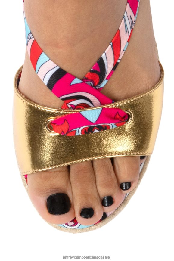 GALAPAGOS Women Gold Red Multi PLRNJH1425 Jeffrey Campbell Heeled Sandal