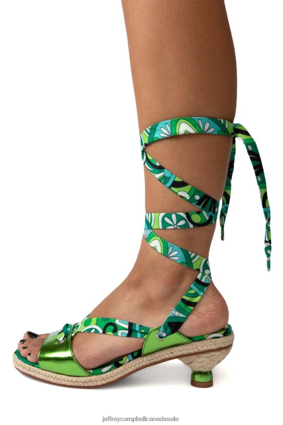 GALAPAGOS Women Green Metallic Multi PLRNJH1426 Jeffrey Campbell Heeled Sandal