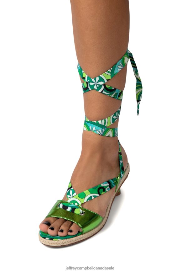 GALAPAGOS Women Green Metallic Multi PLRNJH1426 Jeffrey Campbell Heeled Sandal