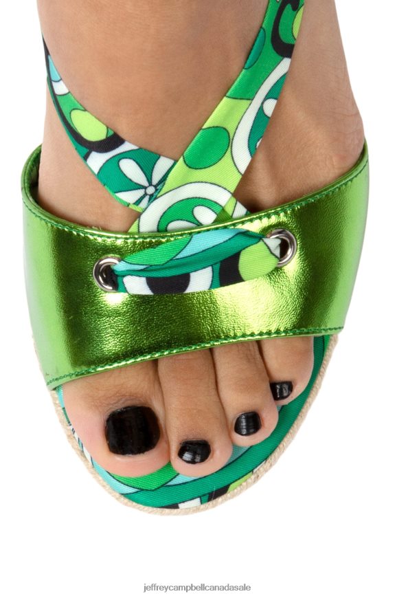 GALAPAGOS Women Green Metallic Multi PLRNJH1426 Jeffrey Campbell Heeled Sandal