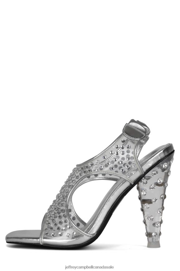 GENEVIEVE Women Silver Clear PLRNJH1600 Jeffrey Campbell Heeled Sandal