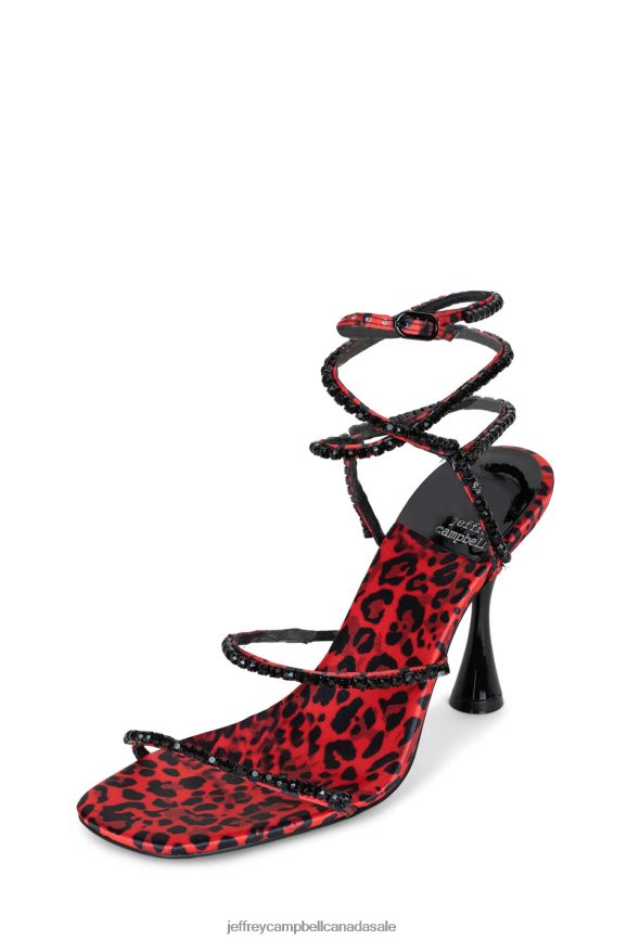 GLAMOROUS Women Red Cheetah Multi PLRNJH1554 Jeffrey Campbell Heeled Sandal