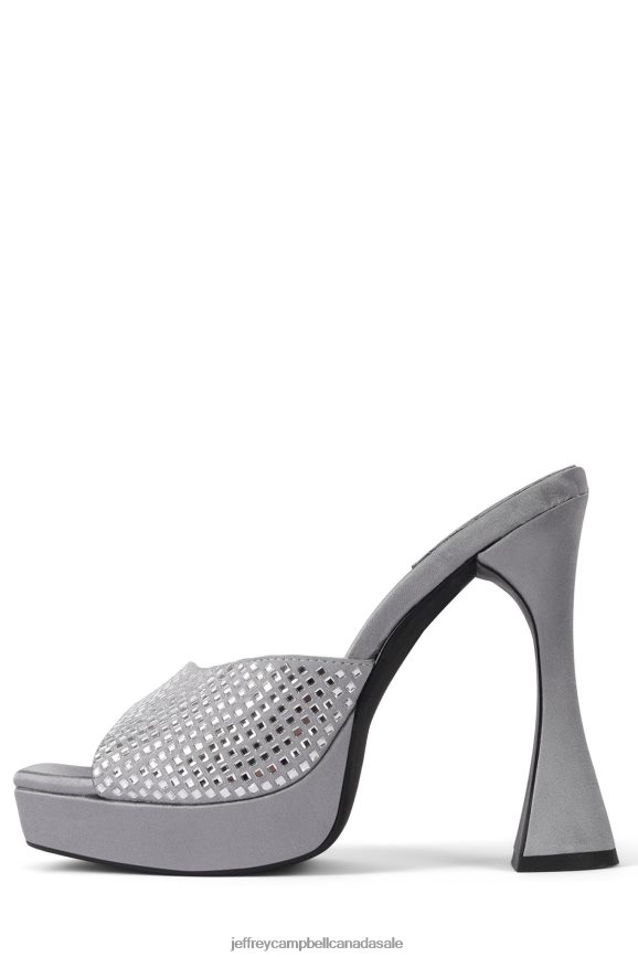 HOLLYWOODJ Women Grey Satin Silver PLRNJH1565 Jeffrey Campbell Heeled Sandal