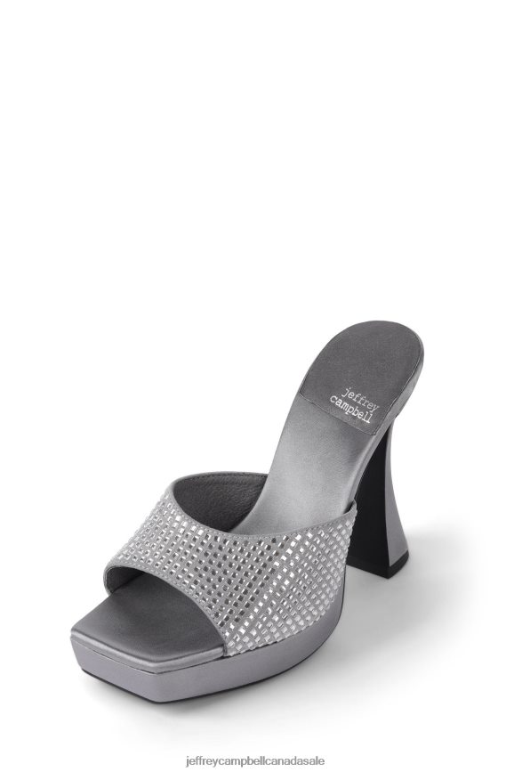 HOLLYWOODJ Women Grey Satin Silver PLRNJH1565 Jeffrey Campbell Heeled Sandal