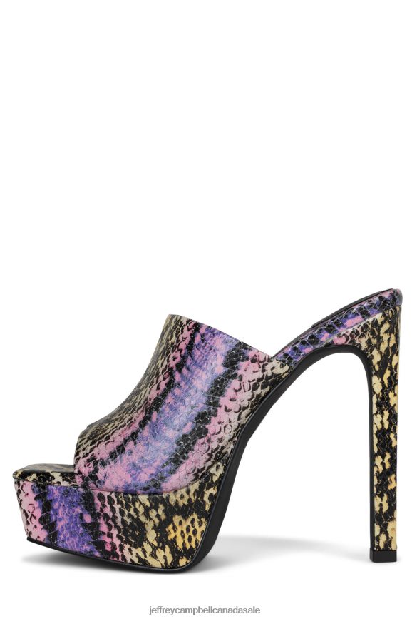 INFLUENCER Women Purple Yellow Snake PLRNJH1521 Jeffrey Campbell Heeled Sandal