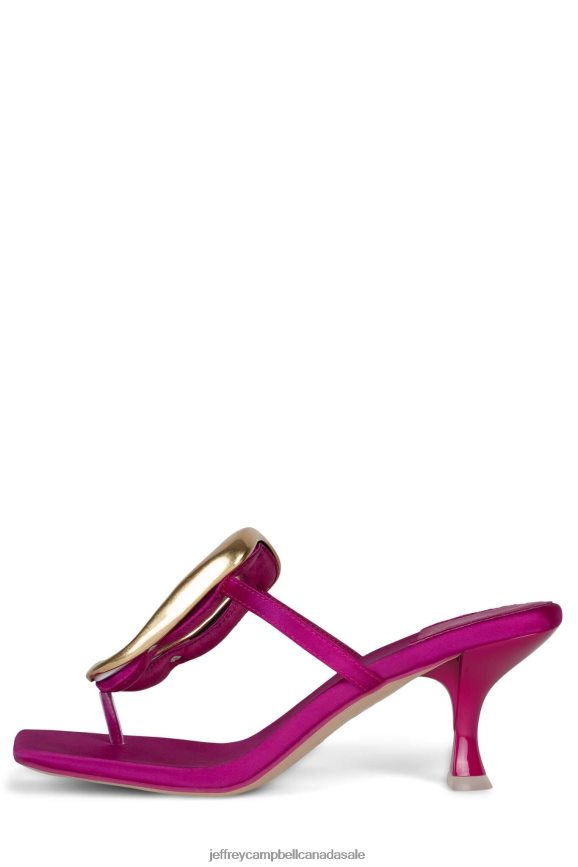 LINQ-UP Women Fuchsia Satin Gold PLRNJH1494 Jeffrey Campbell Heeled Sandal