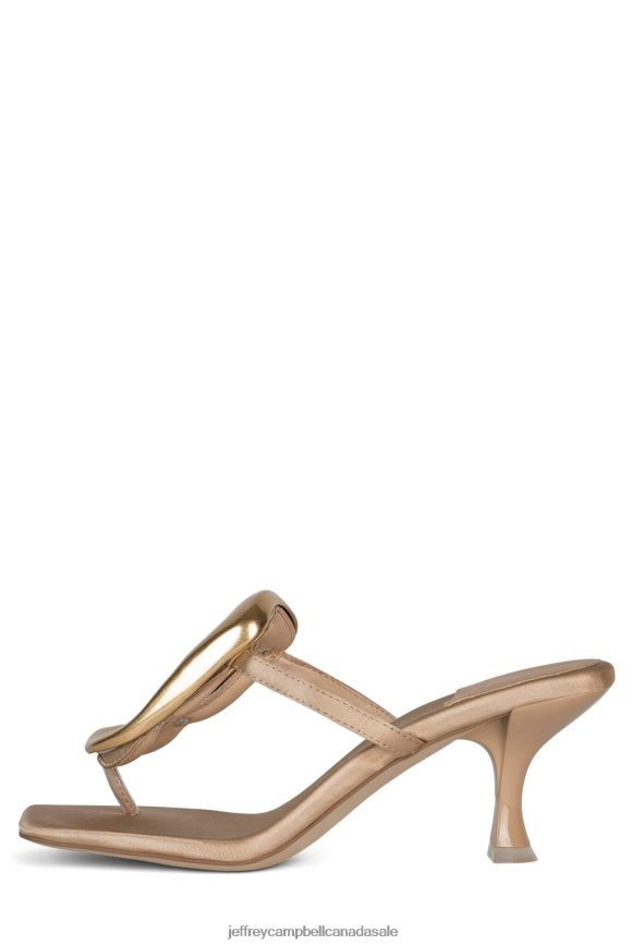 LINQ-UP Women Natural Satin Gold PLRNJH1497 Jeffrey Campbell Heeled Sandal