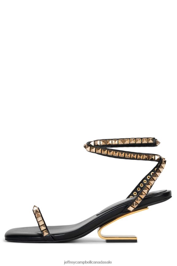 LUXOR-LB Women Black Gold PLRNJH1419 Jeffrey Campbell Heeled Sandal