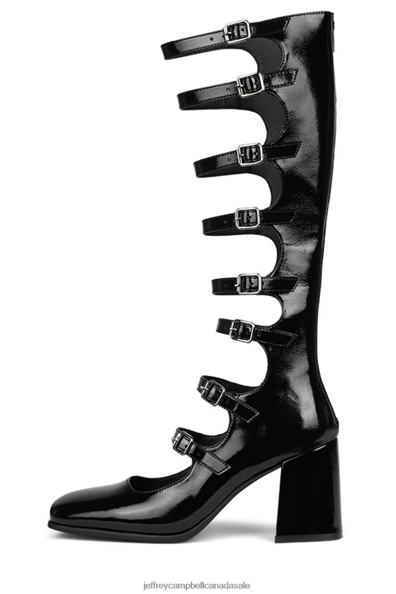 MONSIEUR Women Black Crinkle Patent PLRNJH234 Jeffrey Campbell Heeled Sandal