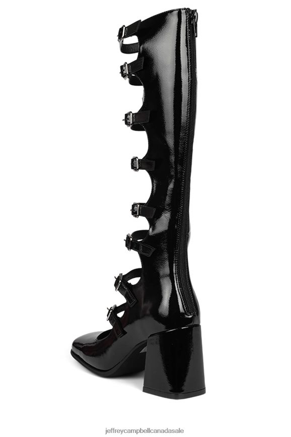 MONSIEUR Women Black Crinkle Patent PLRNJH234 Jeffrey Campbell Heeled Sandal