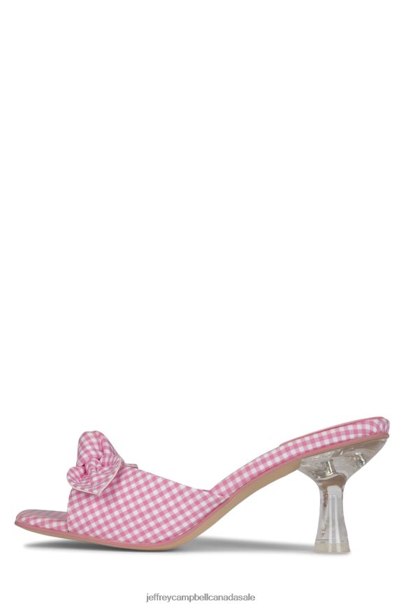 MR-BOW Women Pink Gingham Clear PLRNJH1637 Jeffrey Campbell Heeled Sandal