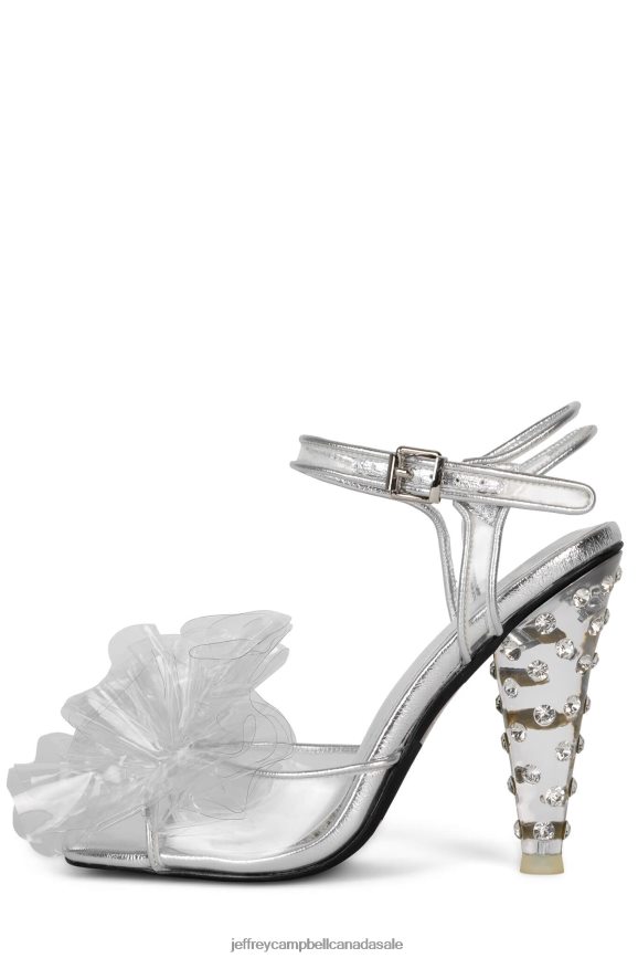 NOT-2-BRAG Women Silver Clear PLRNJH1499 Jeffrey Campbell Heeled Sandal