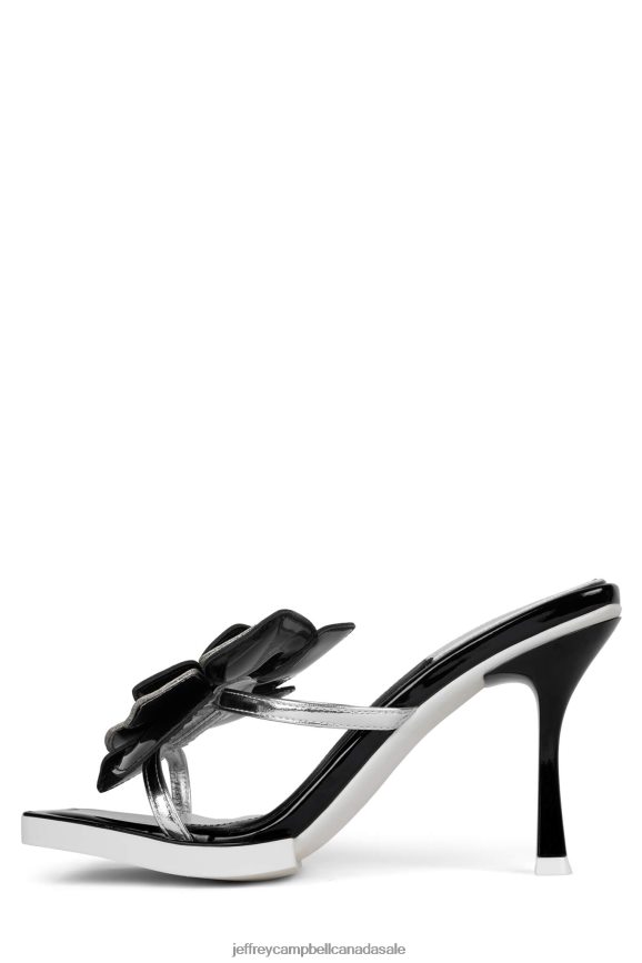 PLANTED Women Black White Silver Combo PLRNJH1579 Jeffrey Campbell Heeled Sandal