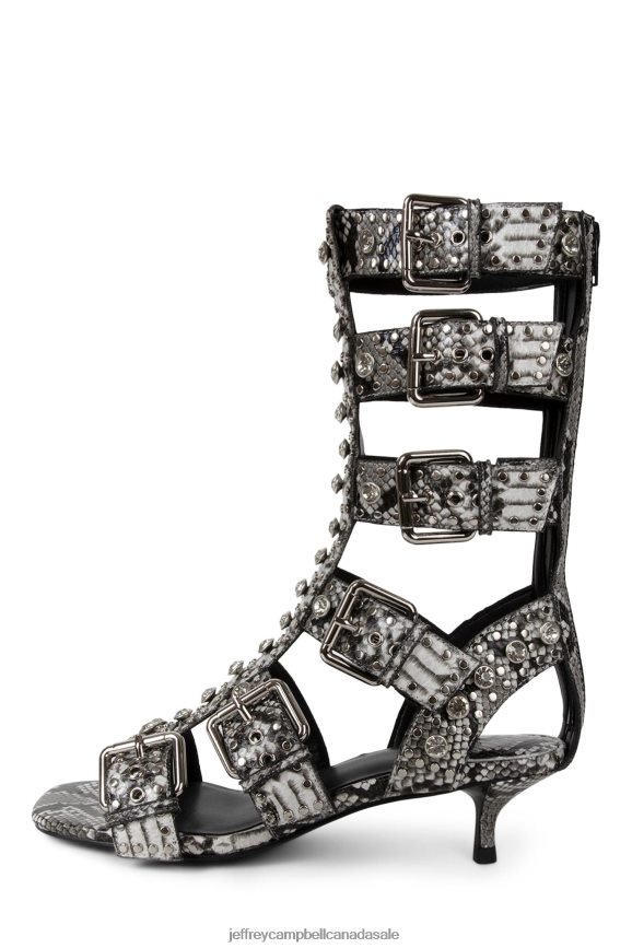 PLASMATIC Women Black Grey Snake PLRNJH214 Jeffrey Campbell Heeled Sandal