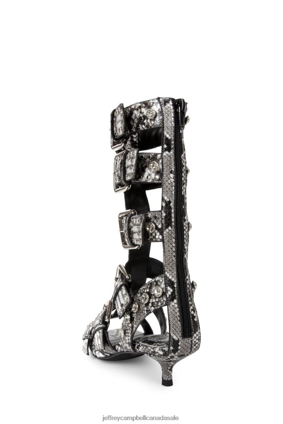 PLASMATIC Women Black Grey Snake PLRNJH214 Jeffrey Campbell Heeled Sandal