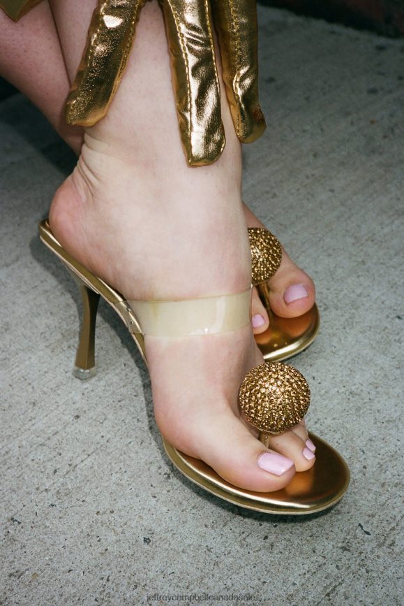 POLISHED Women Gold Clear PLRNJH1502 Jeffrey Campbell Heeled Sandal