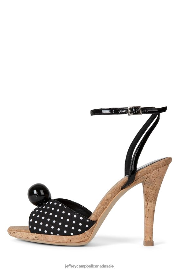 POM-POM Women Black Polka Dot PLRNJH1461 Jeffrey Campbell Heeled Sandal