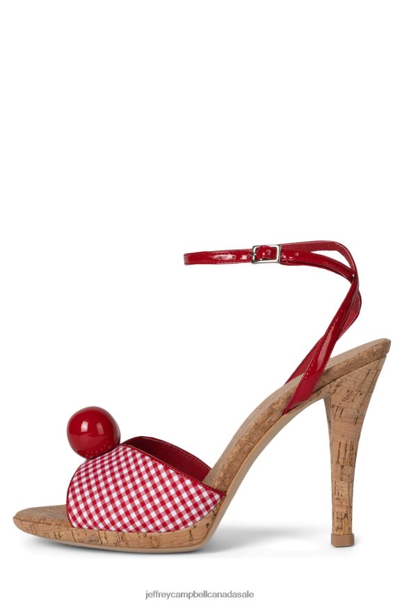 POM-POM Women Red Plaid PLRNJH1446 Jeffrey Campbell Heeled Sandal