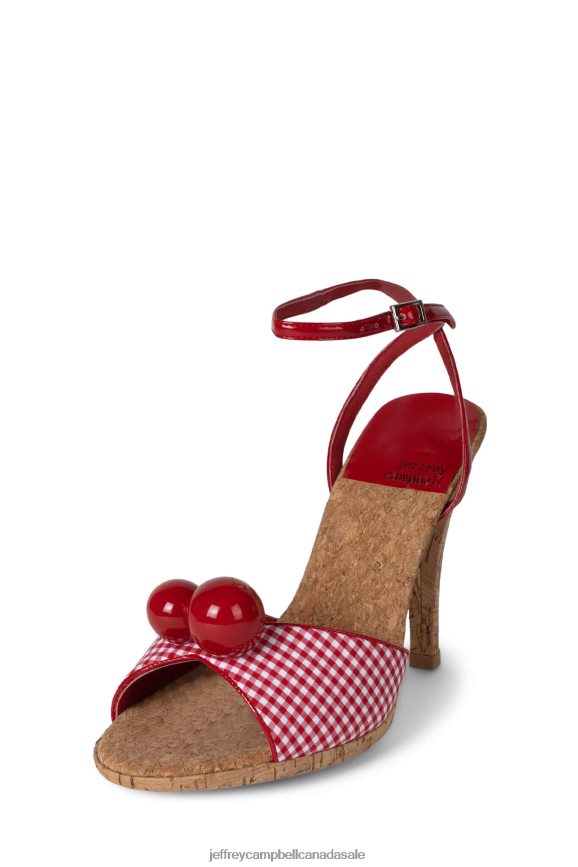 POM-POM Women Red Plaid PLRNJH1446 Jeffrey Campbell Heeled Sandal