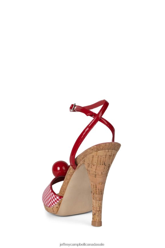 POM-POM Women Red Plaid PLRNJH1446 Jeffrey Campbell Heeled Sandal