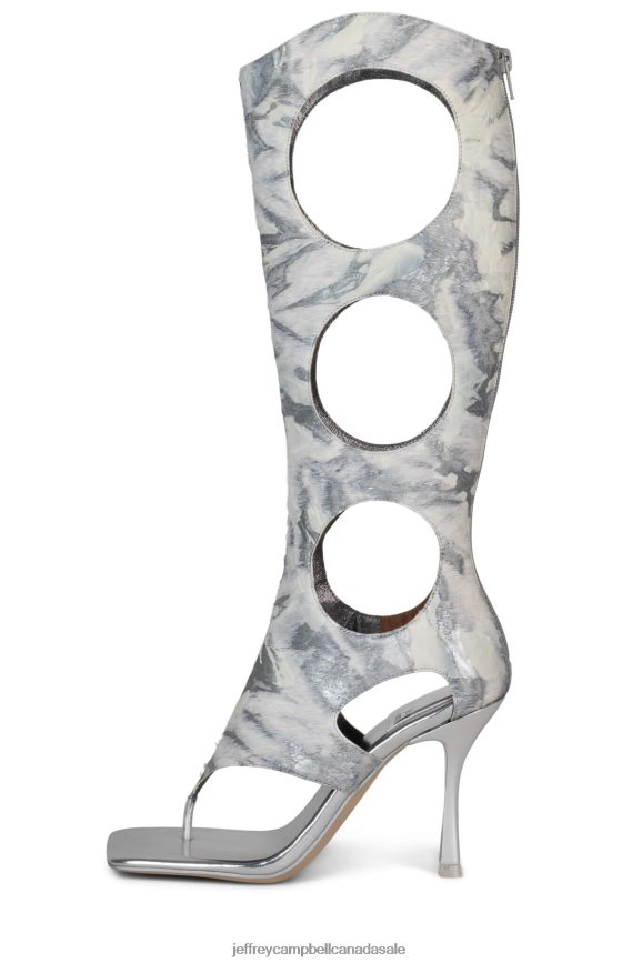 REVEALED-F Women Grey White Combo PLRNJH1456 Jeffrey Campbell Heeled Sandal