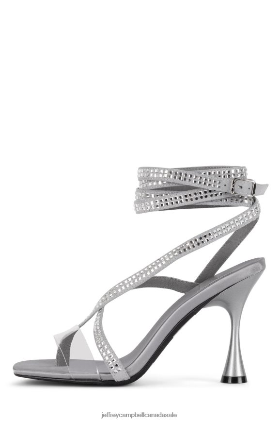 RICHESS Women Grey Satin Silver PLRNJH1643 Jeffrey Campbell Heeled Sandal