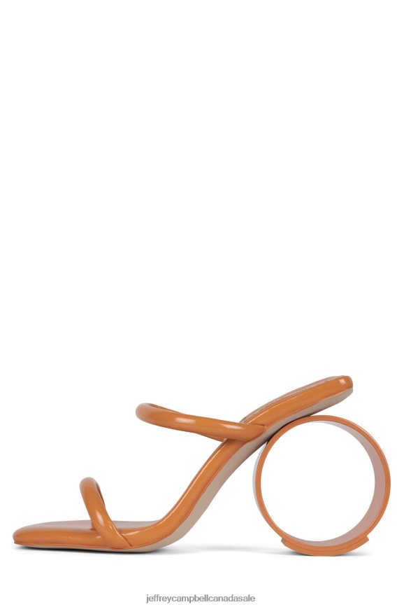 RITE-ROUND Women Tangerine Crinkle Patent PLRNJH1528 Jeffrey Campbell Heeled Sandal